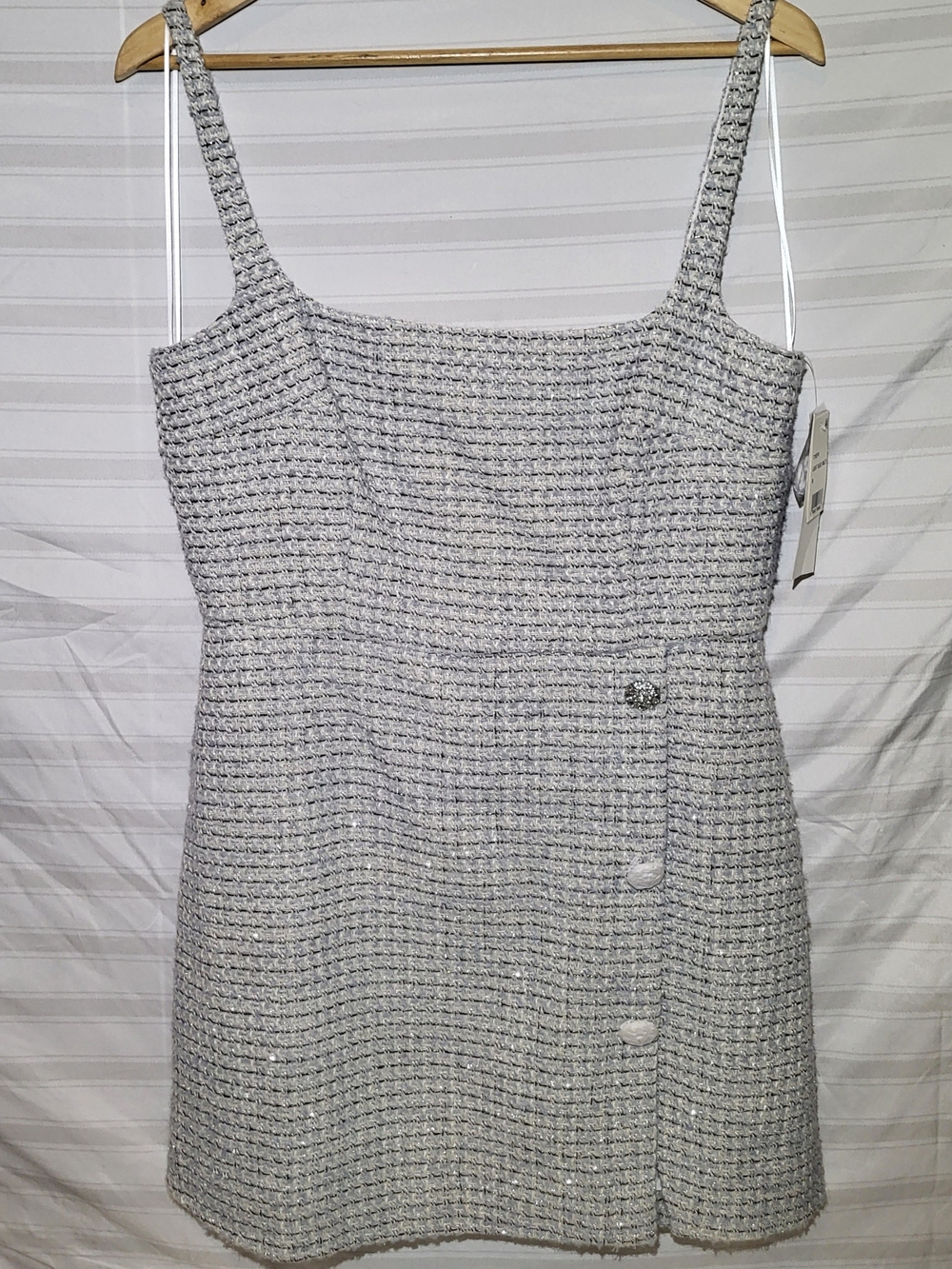 French Connection Silver Gray Tweed Mini Dress
